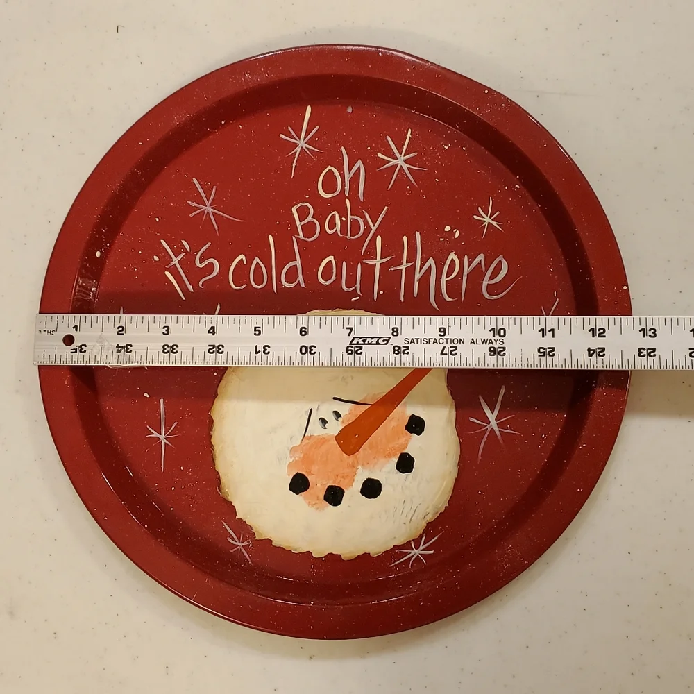 13" Baby it's Cold Out Handmade Tray Red Christmas Holiday Tin OOAK - Picture 5 of 6